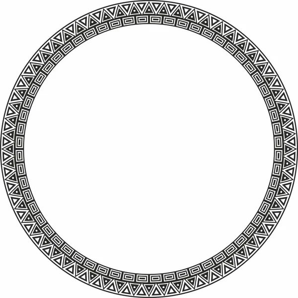 Vector monochrome round ornament of Native Americans, Aztecs. Circle border of the tribes of South and Central America.