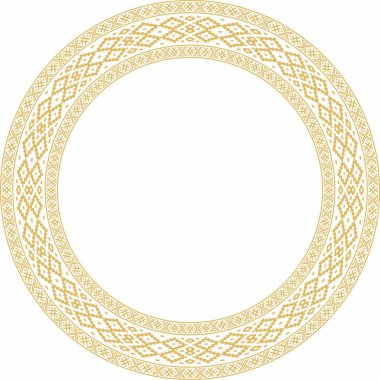 Vector golden round Belarusian national ornament. Ethnic circle gold border, Slavic peoples frame. 