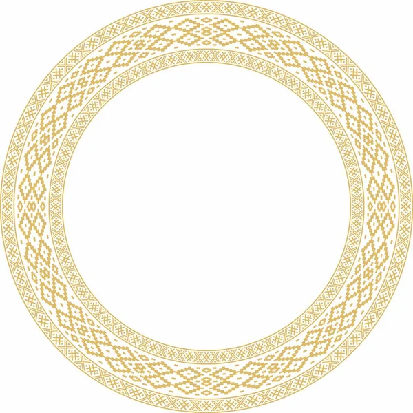 Vector Golden Belarusian National Ornament Ethnic Circle Gold Border Slavic — Vettoriale Stock