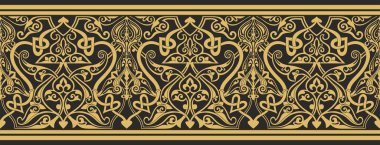 Vektör altın pürüzsüz Arap ulusal süsü. Asya, İran, İran, Irak, Suriye 'nin doğusundaki ve Afrikalı halkları.