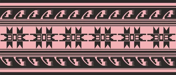 Vector Seamless Pink Black Border Ornament Native American Tribes Framework — 스톡 벡터