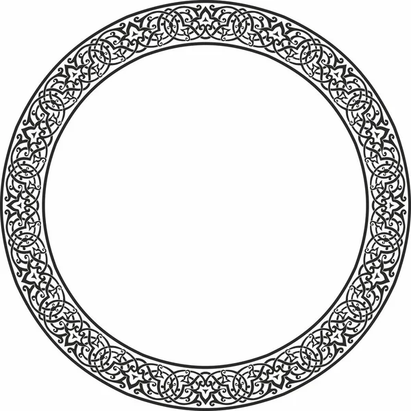 Ornement Oriental Rond Monochrome Vectoriel Cercle Arabe Motifs Iran Irak — Image vectorielle