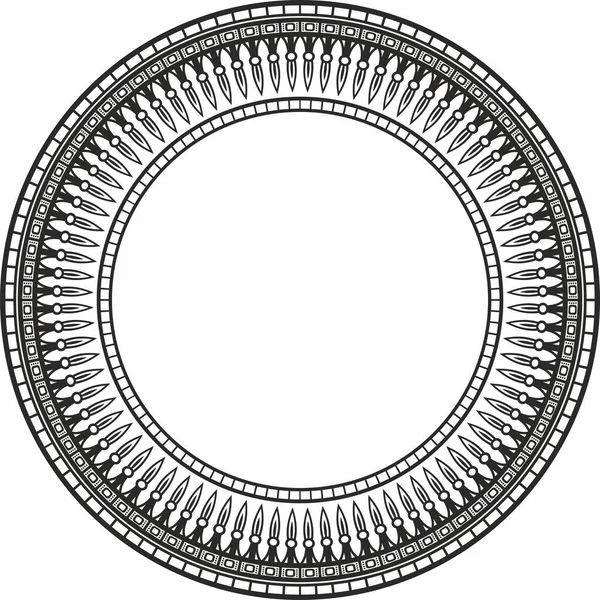 Ornamento Rotondo Monocromatico Vettore Dell Antico Egitto Circle Border Cornice — Vettoriale Stock