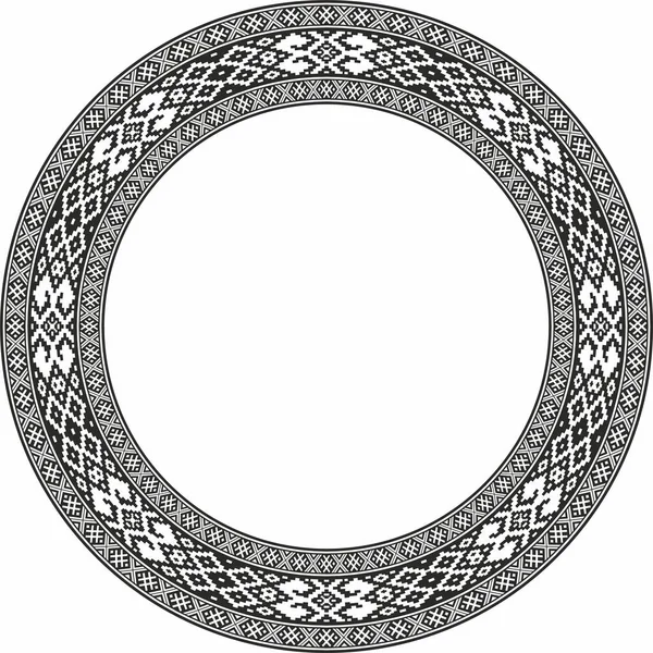 Vector Monochrome Seamless Belarusian National Ornament Ethnic Endless Circle Black — Stock Vector