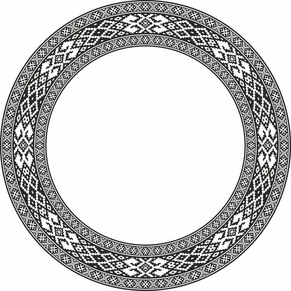 Vector Monochrome Seamless Belarusian National Ornament Ethnic Endless Circle Black —  Vetores de Stock