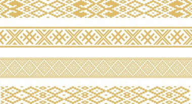 Vector golden seamless Belarusian national ornament. Ethnic endless gold border, Slavic peoples frame. 