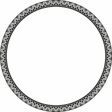 Vector monochrome round ornament of Native Americans, Aztecs. Circle border of the tribes of South and Central America.