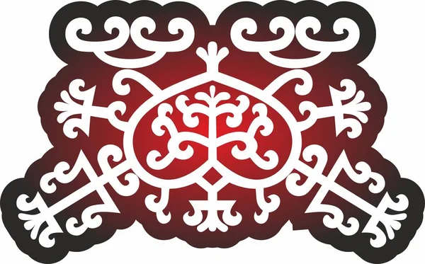 Wektor Czerwony Narodowy Yakut Amulet Dekoracja Ornament Etniczny Narodów Syberii — Wektor stockowy