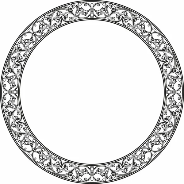 Ornement Oriental Rond Monochrome Vectoriel Cercle Arabe Motifs Iran Irak — Image vectorielle