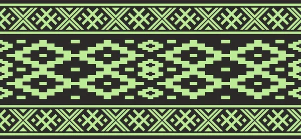 Vector Green Color Seamless Belarusian National Ornament Ethnic Endless Black — 스톡 벡터