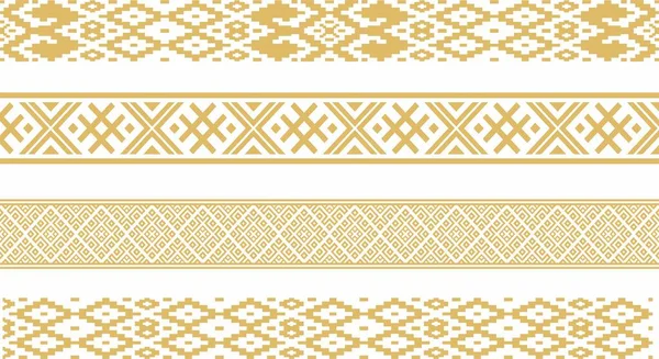 Vector Golden Seamless Belarusian National Ornament Ethnic Endless Gold Border — 스톡 벡터