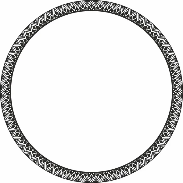Vector Monochrome Ornament Native Americans Aztecs Circle Border Tribes South — Image vectorielle