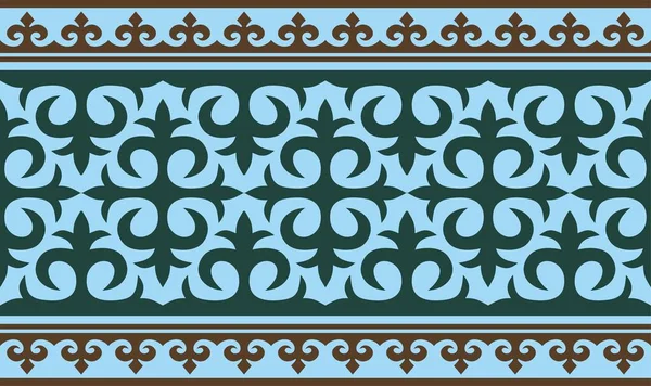 Vector Inconsútil Color Kazajo Ornamento Nacional Frontera Marco Patrón Sin — Archivo Imágenes Vectoriales