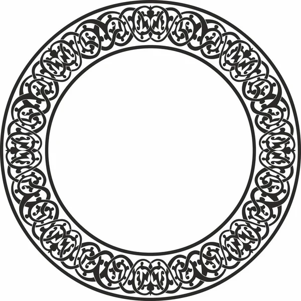 Ornement Oriental Rond Monochrome Vectoriel Cercle Arabe Motifs Iran Irak — Image vectorielle