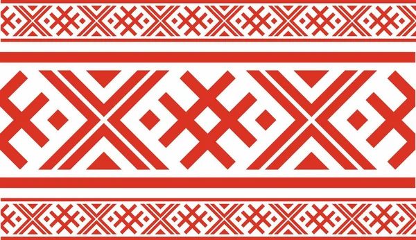 Vector Red Color Seamless Belarusian National Ornament Ethnic Endless Black — Image vectorielle