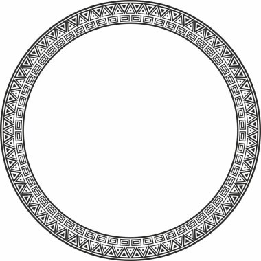 Vector monochrome round ornament of Native Americans, Aztecs. Circle border of the tribes of South and Central America.