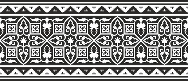 Vector Monochroom Naadloze Byzantijnse Rand Frame Eindeloos Grieks Patroon Tekening — Stockvector