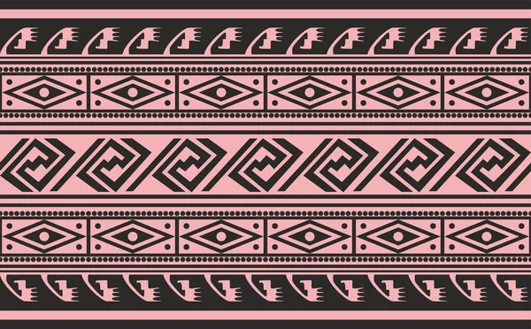 Vector Seamless Pink Black Border Ornament Native American Tribes Framework — Stockový vektor