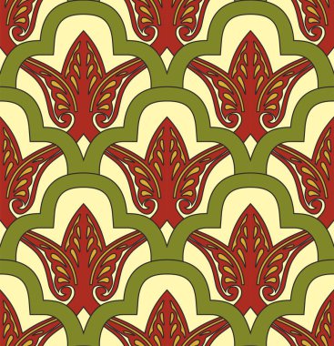 Vektör renksiz doğulu ulusal süsü, arka plan. Arap halkının bitmeyen etnik çiçekleri. Farsça resim.