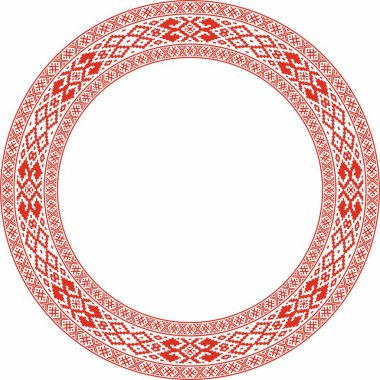 Beyaz Rusya Ulusal Süslemesi 'nde kırmızı vektör. Etnik sonsuz renk sınırı, Slav halkı çerçeve. 