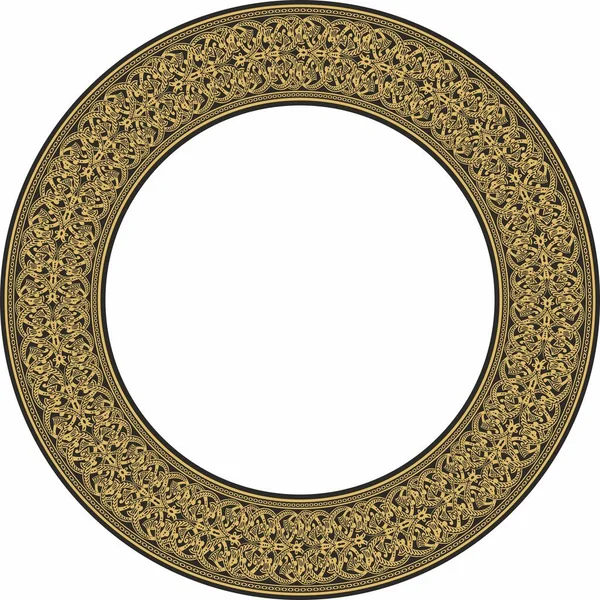 Vector Golden Oriental Ornament Arabic Patterned Circle Iran Iraq Turkey — Vetor de Stock