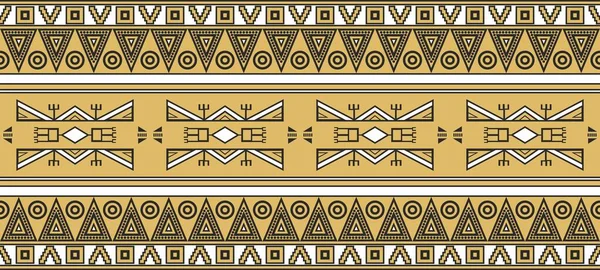 矢量无缝金色边框装饰品 美洲土著部落框架 — 图库矢量图片