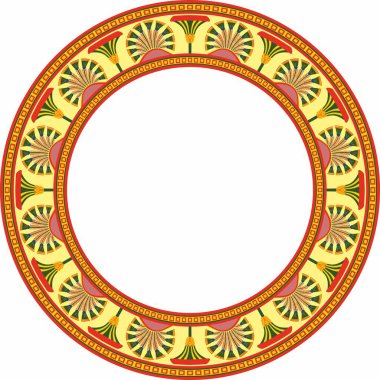 Vektör renkli, pürüzsüz Mısır süsü. Sonsuz çember, halka, sınır, Eski Mısır çerçevesi.