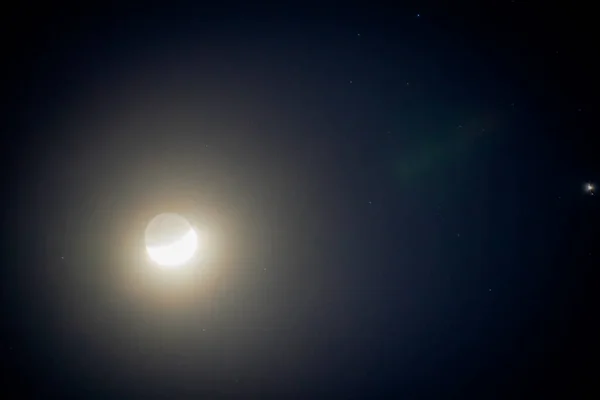 Luna Nocturna Estrellas Cielo Oscuro Astronomía Backgroun — Foto de Stock