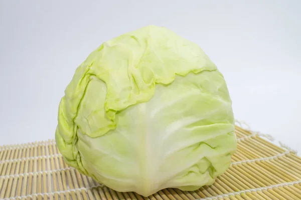 Vegan Freshness Young Cabbage Close Isolated White Background — Fotografia de Stock