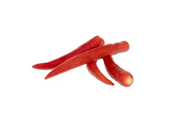Natuurlijk Van Drie Chili Paprika Geïsoleerd Witte Achtergrond Met Clipping — Stockfoto