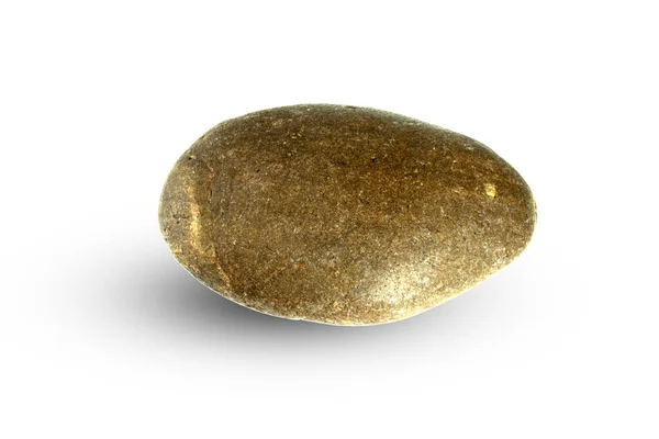 Der Ovale Stein Ist Auf Weißem Hintergrund Isoliert Kleiner Seitenhieb — Stockfoto