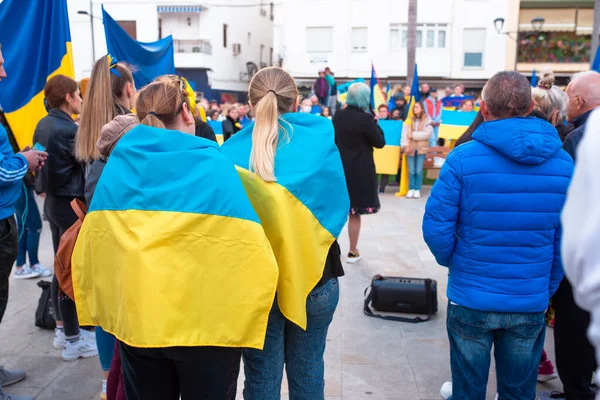 Estepona Andalusien Spanien Mars 2022 Protestorer Samlas För Att Stödja — Stockfoto