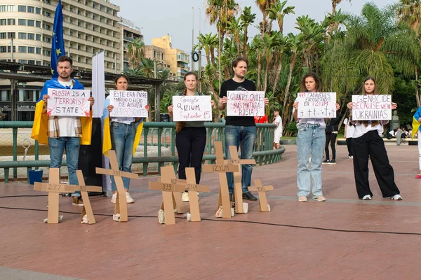 Malaga Andalusië Spanje Oktober 2022 Protestanten Met Spandoeken Het Plein — Stockfoto