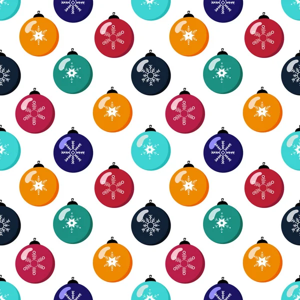 Noel baloları ve beyaz arka planda süslemeleri olan kusursuz bir Noel deseni — Stok Vektör