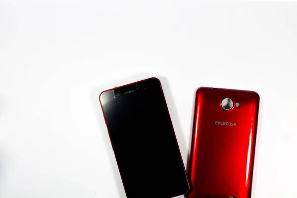 South Kalimantan Indonésie Nov 2021 Evercoss A12 Smartphone Couleur Rouge — Photo