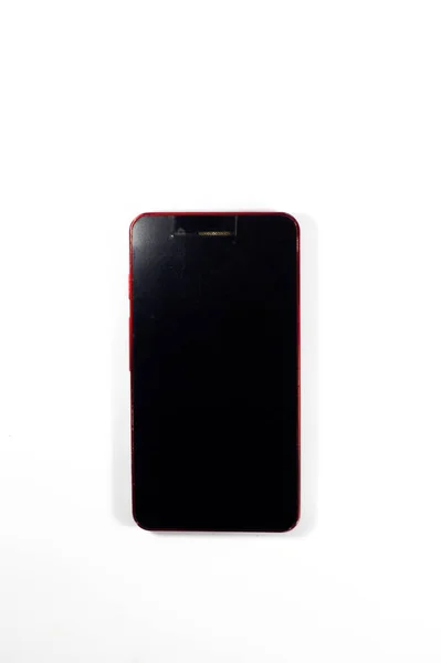 Smartphone Rote Farbe Auf Einem Isolierten Weißen lizenzfreie Stockbilder