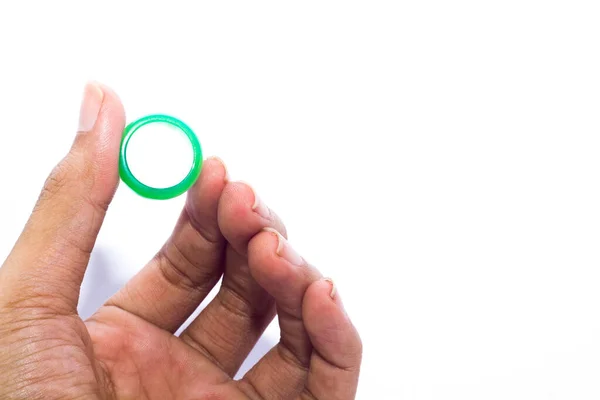Jade Ring Cirkel Handen Isolerad Vit Bakgrund — Stockfoto