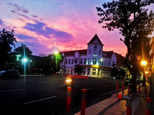 Viejo Edificio Holandés Surabaya Atardecer Surabaya Indonesia Junio 2020 —  Fotos de Stock