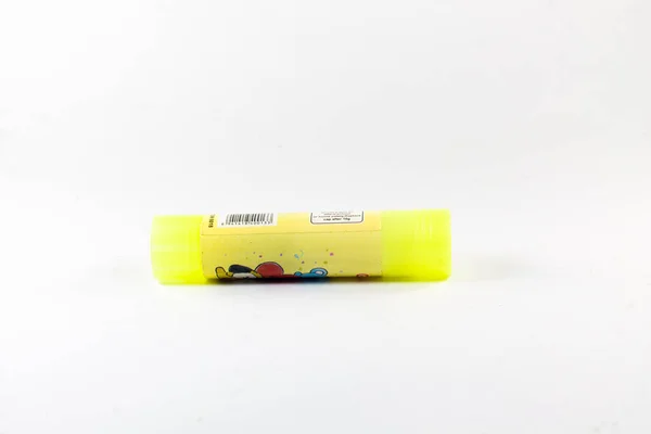 Yellow Glue Stick Paper Isolated White Background South Kalimantan Indonesia — Foto Stock