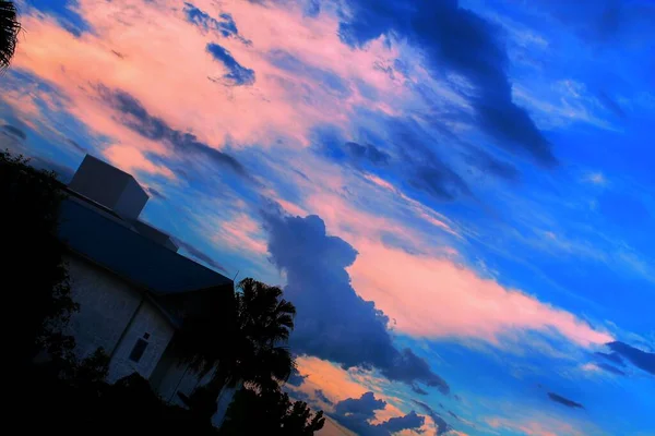 Beautiful View Blue Orange Sky — Fotografia de Stock