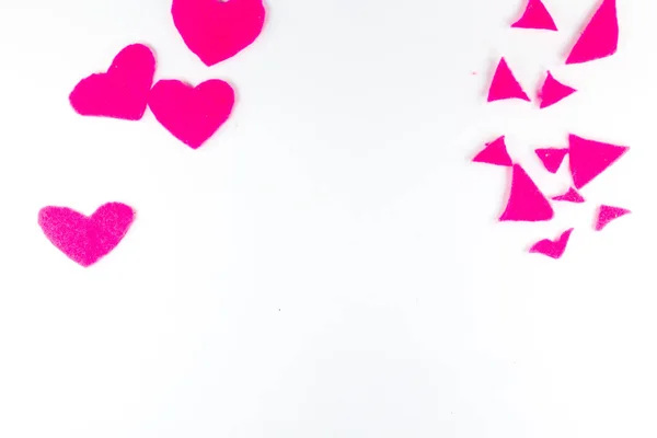 Template Valentines Day White Background Pink Heart — Fotografia de Stock