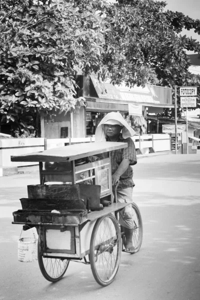 Traveling Satay Seller Street Food Vendor Satay Peddler Indonesia Asia Stock Photo