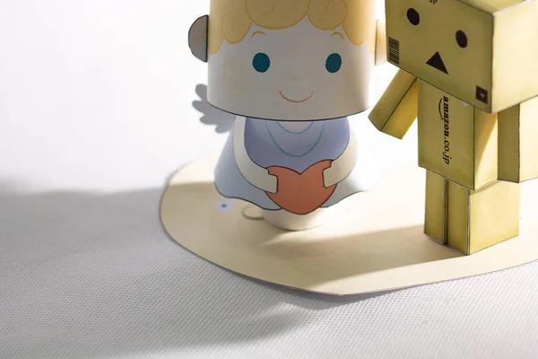 Tramonto Danbo Cupido Insieme Bambola Robot Cupido Copiare Spazio San — Foto Stock