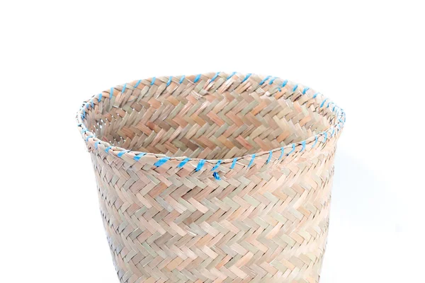 Cesta Stemless Com Bordado Corda Azul Fundo Branco Isolado Cestas — Fotografia de Stock