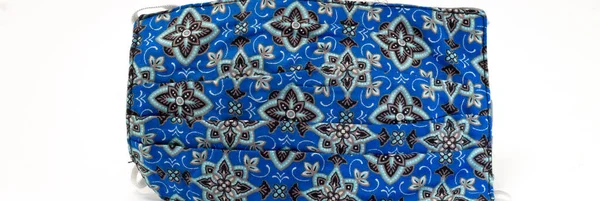 Azul Estrela Padrão Batik Máscara Fundo Branco Isolado Cor Verde — Fotografia de Stock