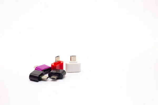 Otg Cable Adapters White Background Otg Copy Space Products Cellphone — Photo