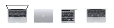New MacBook Air, Pro modeli. UI UX beyaz kullanıcı arayüzü. Zaporizhzhia, Ukrayna - 18 Ekim 2021.