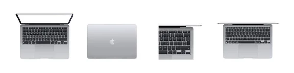 New MacBook Air, Pro modeli. UI UX beyaz kullanıcı arayüzü. Zaporizhzhia, Ukrayna - 18 Ekim 2021.