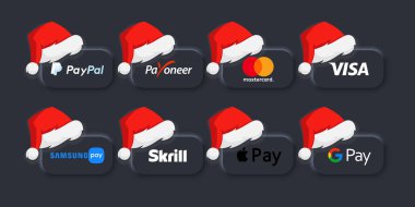 Popüler ödeme sistemi koleksiyonu. Pastacı, Yıldırım Atar, PayPal Apple maaşı. Yeni yıl tatili. Zaporizhzhia, Ukrayna - 30 Kasım 2021.