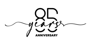 85 yıllık yıldönümü amblemi. Yıldönümü rozeti ya da etiketi. 85. Kutlama ve tasarım unsuru. Tek sıra halinde. Vektör EPS 10. Arkaplanda izole.